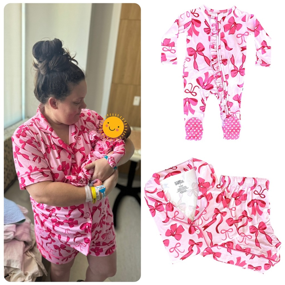 Pink Bow Print Pajama Set Mommy and Me